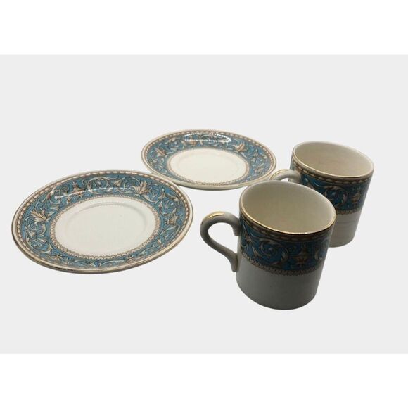 2 VINTAGE CROWN DUCAL WARE DEMI-TASSE TEA CUPS & SAUCERS - ENGLAND "ATLANTA" - Picture 12 of 16